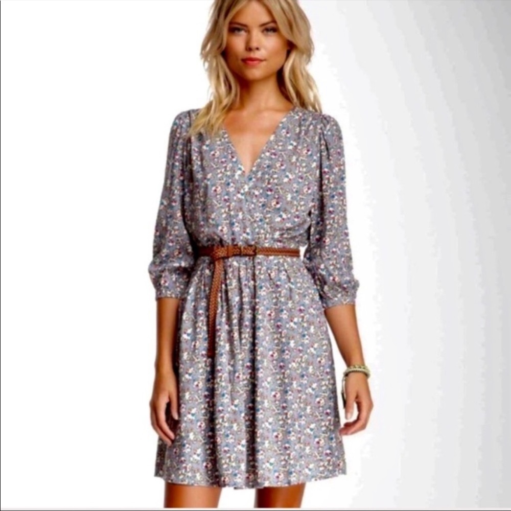 Willow & Clay Black & White Boho Floral Dress- 3/4 Sleeves & Pockets Size XS